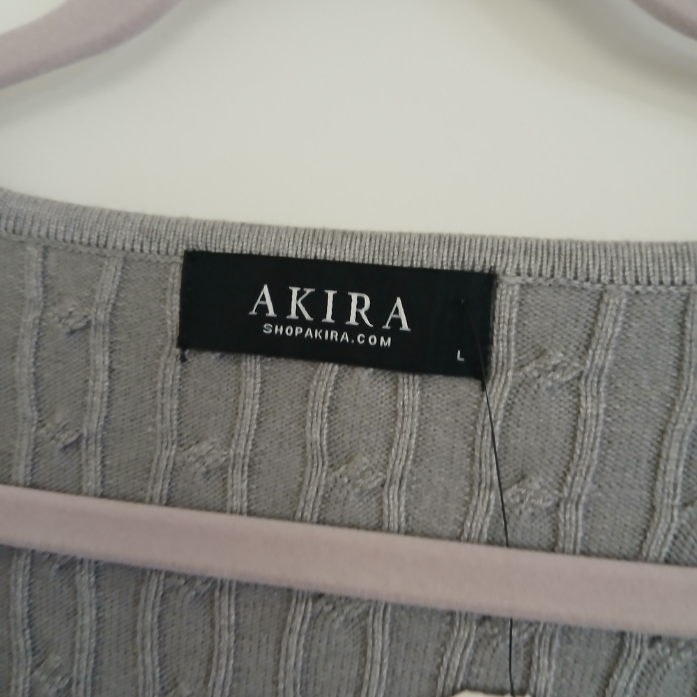 AKIRA Light Gray Cable Knit Sweater - Picture 3 of 3